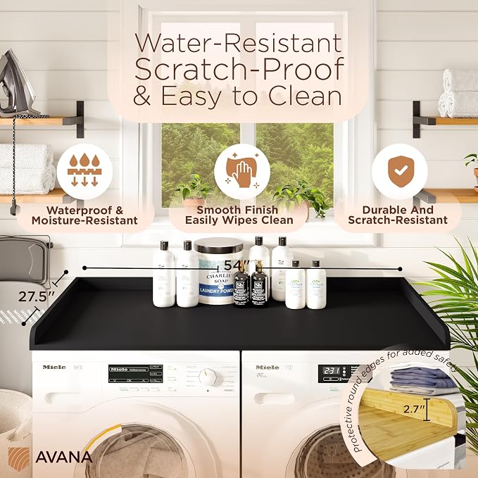 Avana (100% Natural Solid Wood Washer Dryer Countertop – Black Pine Laundry - Image 4