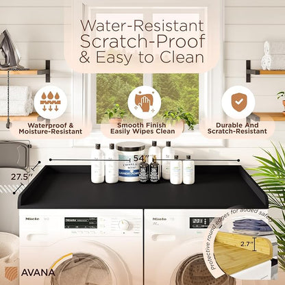 Avana (100% Natural Solid Wood Washer Dryer Countertop – Black Pine Laundry - Image 4