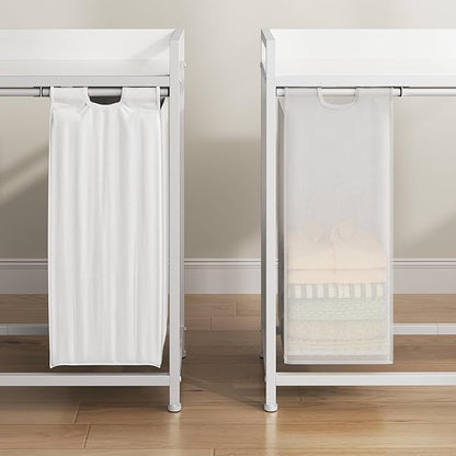 Laundry Hampers with Shelf, Laundry Basket 3 Section, Laundry Sorter with - Image 5