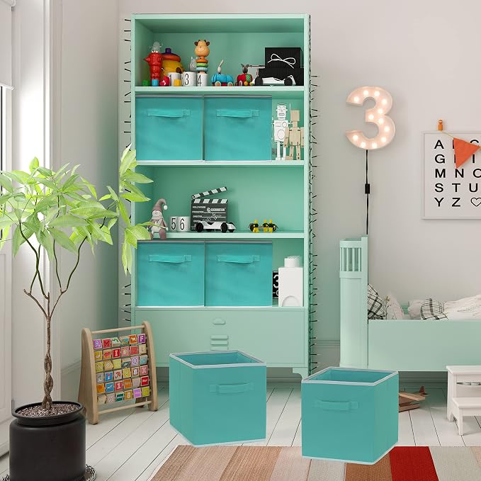 Simple Houseware Foldable Cube Storage Bins, 11-Inch Turquoise - Image 4