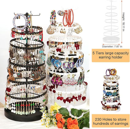17Dec 6 Tier Rotating Jewelry Organizer Stand, 230 Holes Earring Holder - Image 3