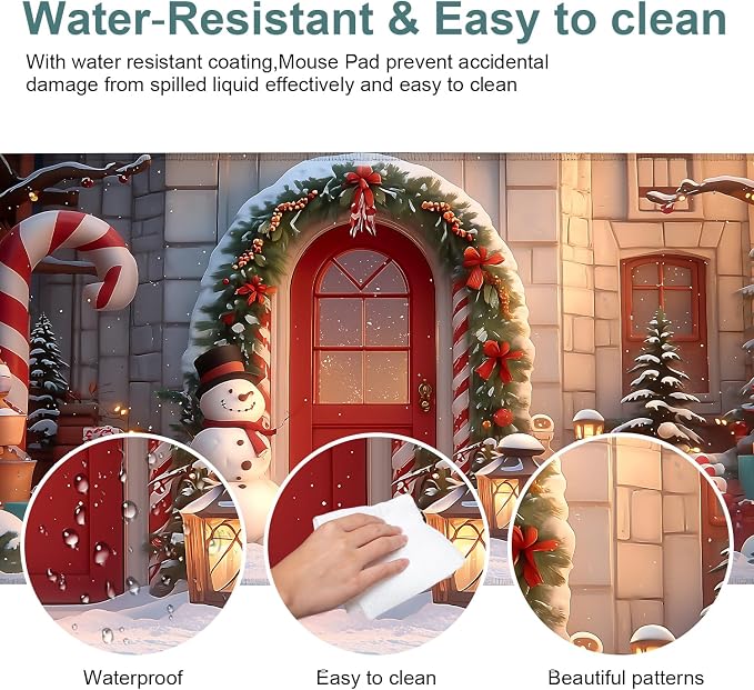 Christmas Scene Gaming Mouse Pad 35.4"x15.7"Desk Mat Anti-Slip Rubber Base & - Image 4