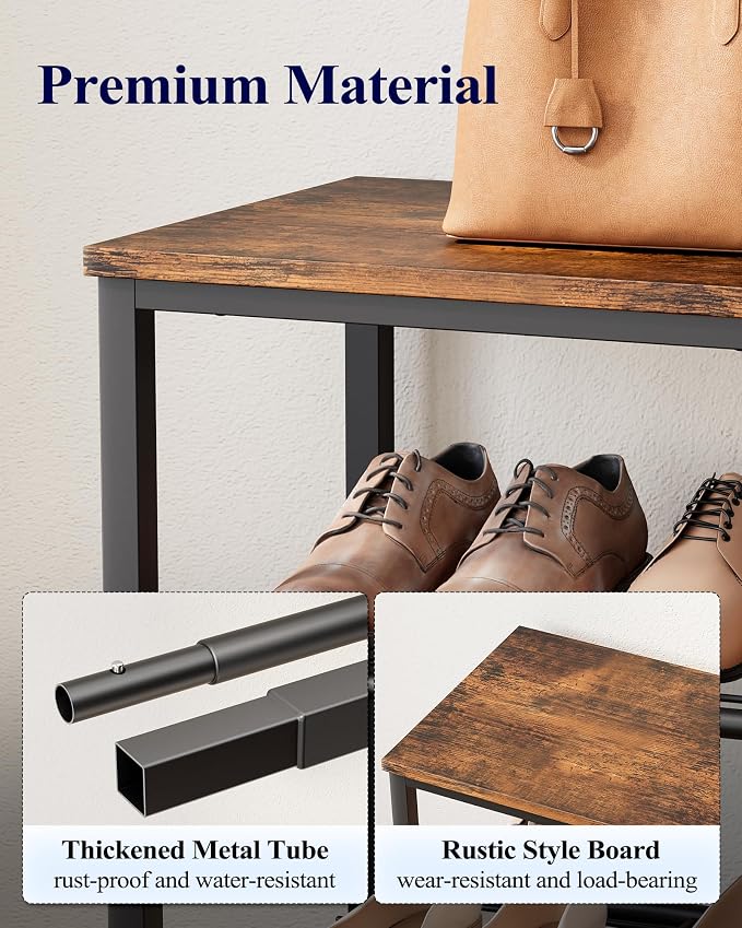 Kitsure Shoe Rack for Closet, Rustic Brown Shoe Organizer - Image 4