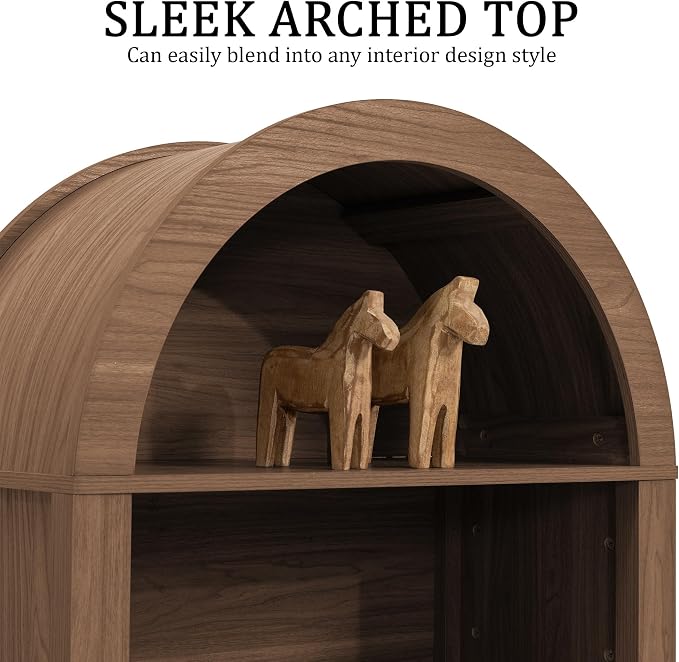 Yechen Arched Bookcase, 70.5" Tall Bookcase - Image 3