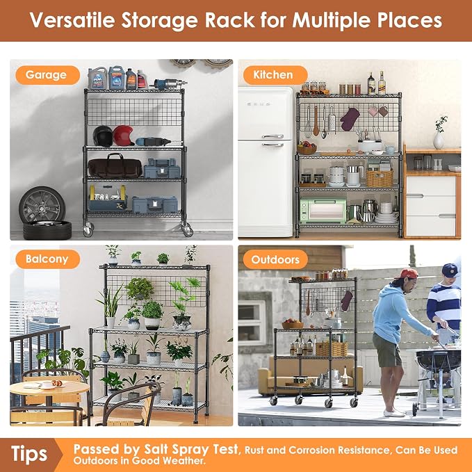 Leteuke Bakers Rack with Storage & Wheels, 42 Inch Microwave Stand Kitchen - Image 7
