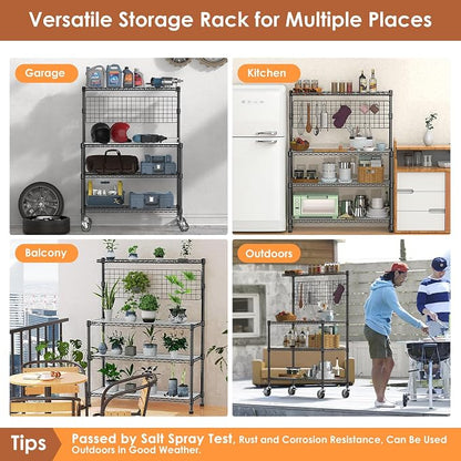 Leteuke Bakers Rack with Storage & Wheels, 42 Inch Microwave Stand Kitchen - Image 7