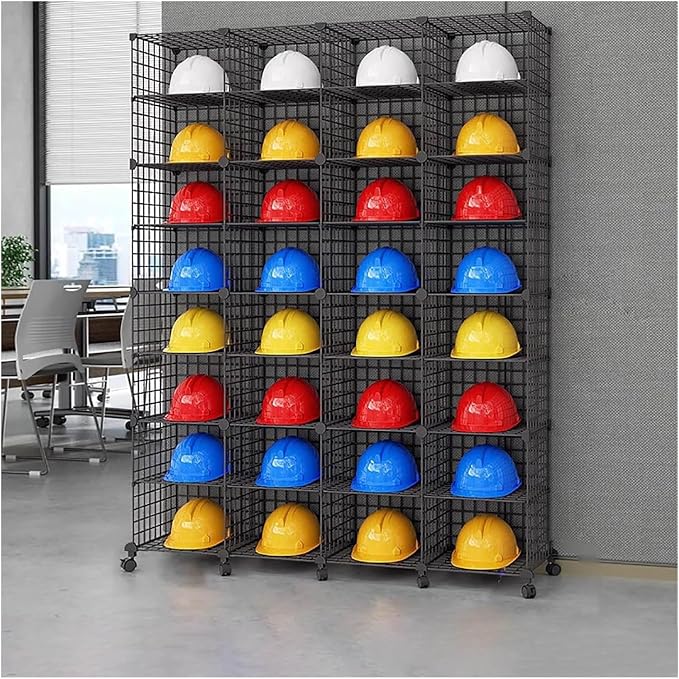 Stackable Safety Helmet Storage Boxes, Large Adjustable Hard Hat Placement by Unknown