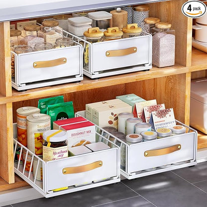 4Pack Pull out Cabinet Organizer, Heavy Duty Slide out Pantry Shelves Drawer by Kitstorack
