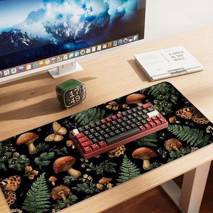 Vintage Butterfly Mushroom Mouse Pad – Large Extended Desk Mat 35.43 x 15.75 in - Image 2