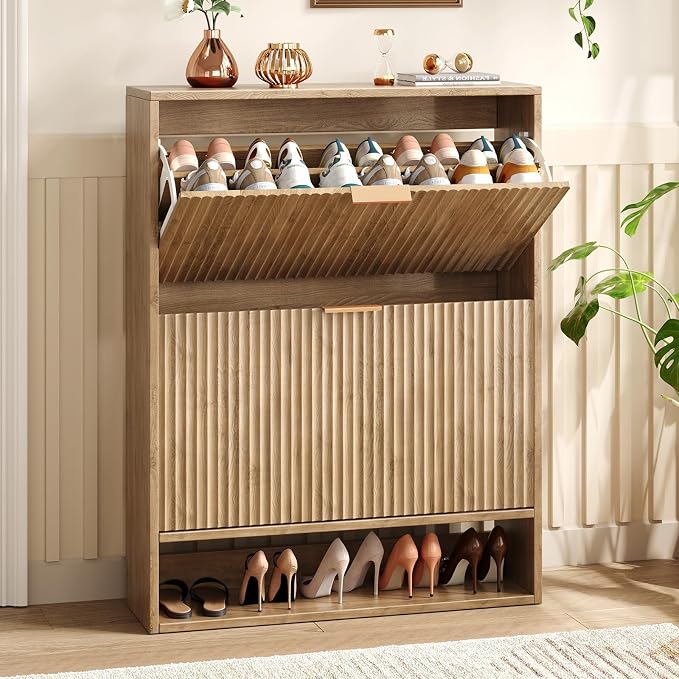 Hootata 31.5''W Oak Shoe Storage Cabinet by Hootata