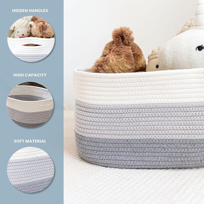 OrganiHaus Set of 3 Gray Woven Storage Baskets - Image 3