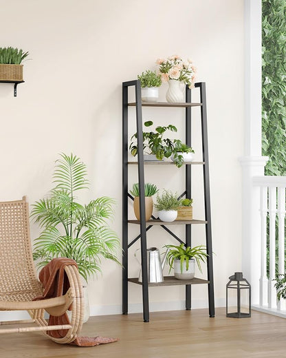 Hoctieon 4-Tier Industrial Ladder Bookshelf, Narrow Ladder Shelf, Tall Standing - Image 5