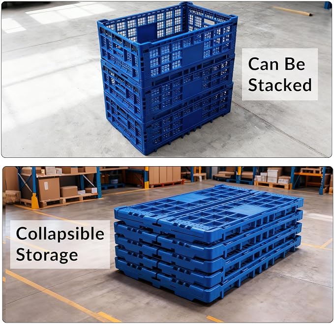 Collapsible Storage Crates, 52 Liter Heavy Duty Foldable Plastic Crates - Image 7