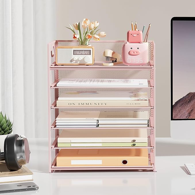 Subekyu 6-Tier Desk Paper Organizer, Desktop File Letter Tray - Image 4