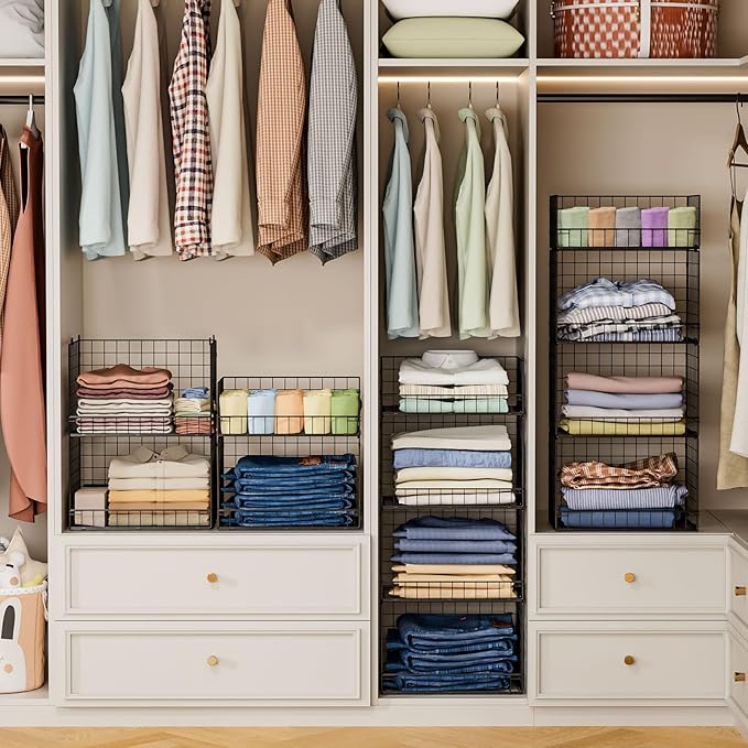 4 Tier Stackable Closet Organizers and Storage Shelves, Foldable Closet Shelf - Image 6