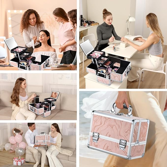Travel Makeup Case with LED Lighted Mirror - Image 5