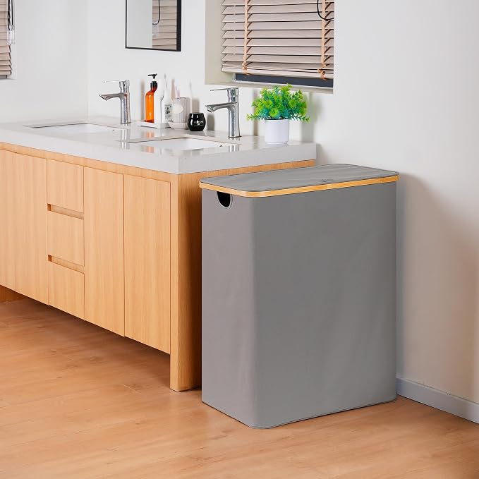 efluky Laundry Hamper with Lid, Trio Laundry Basket with 2 Removable Bags - Image 5