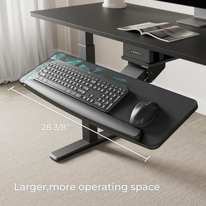 EUREKA ERGONOMIC Height Adjustable Mouse & Keyboard Tray Under Desk, 28x10'' - Image 2