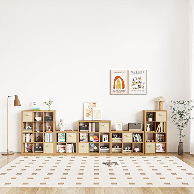 furtble Bookshelf with Storage Bins, 8-Cube Storage Organizer, Modern Wood Open - Image 4