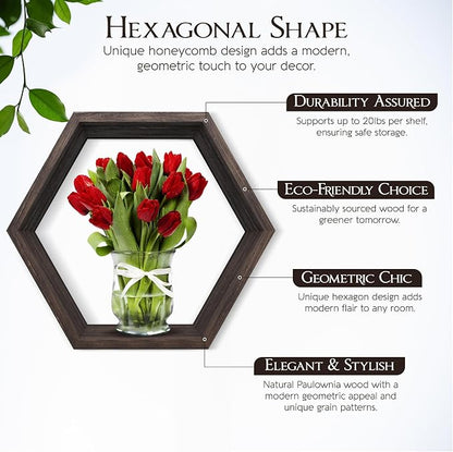 Hexagon Floating Shelves Set of 8 Honeycomb Shelves - Image 6