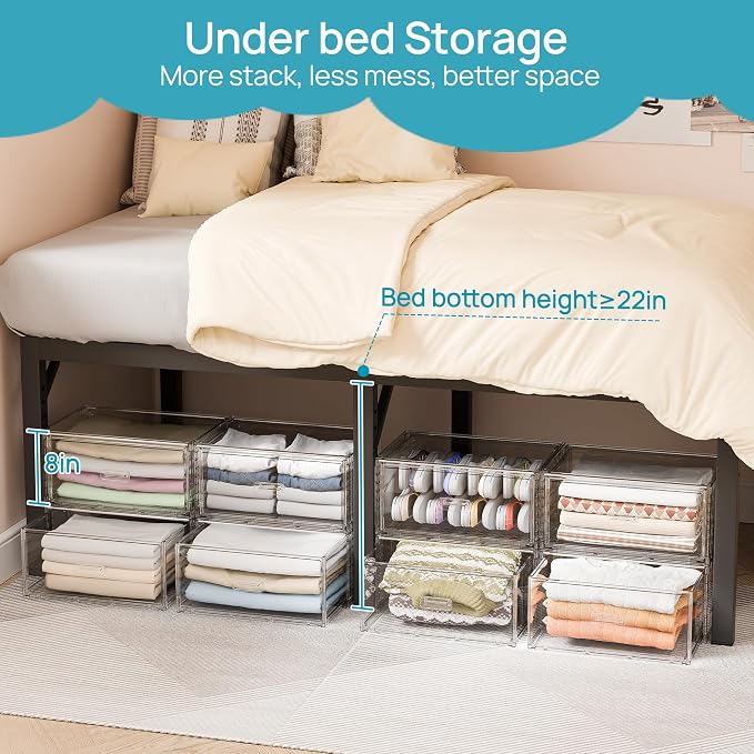 Vtopmart 2 Pack Large Clear Stackable Storage Drawers 23QT, Easily Assemble - Image 6