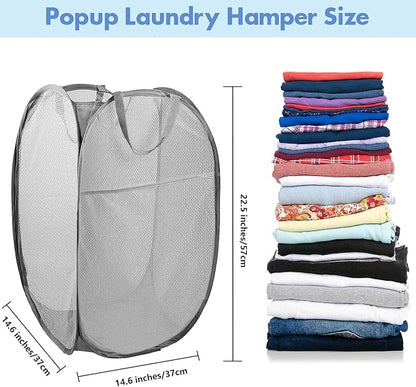 DUCOO Pop Up Laundry Hamper, 70L Collapsible Mesh Laundry Basket - Image 2
