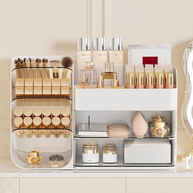 Makeup Organizer with 2 M Drawers & Brush Holders - Image 2