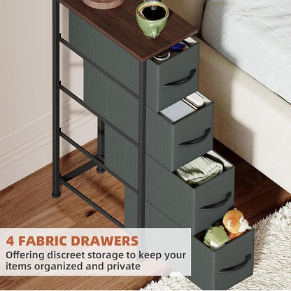Somdot Narrow Dresser for Bedroom, 4 Drawer Storage Cabinet, Charcoal Grey | - Image 4