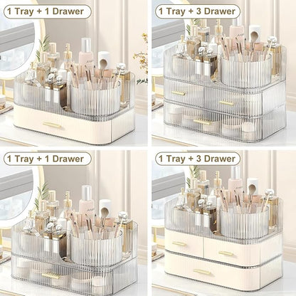 DASITON Makeup Organizer with Drawers and Rotating Makeup Brush Holder - Image 5