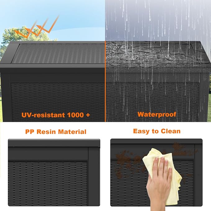 DRATO 320 Gallon Deck Boxes Outdoor Waterproof, Lockable Outdoor Storage Box - Image 6