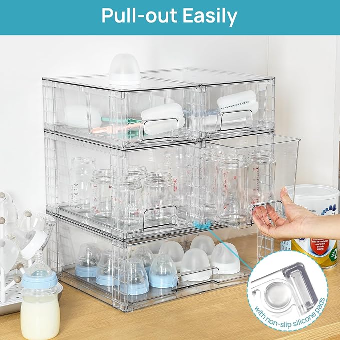 Vtopmart 7 Pack Stackable Storage Drawers, Easily Assemble Clear Plastic - Image 5