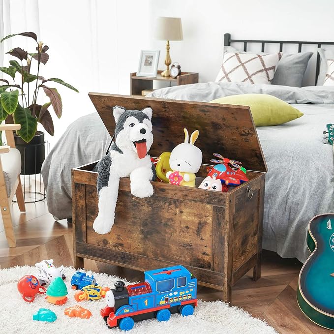 HOOBRO Toy Box, Retro Wooden Look Storage Chest - Image 2