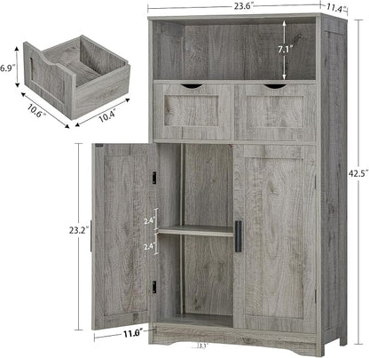 Iwell Storage Cabinet with 2 Drawers & 2 Adjustable Shelves, Kitchen Cabinet - Image 3
