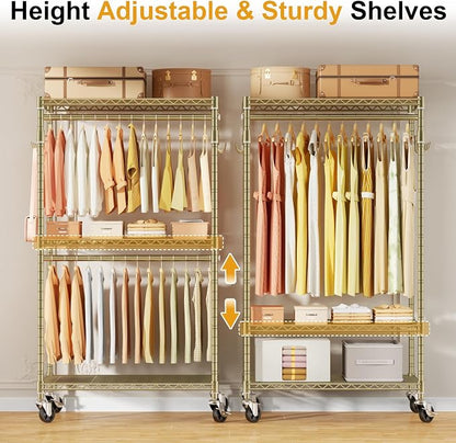P1 Rolling Clothes Rack, Portable Wardrobe Closet - Image 4