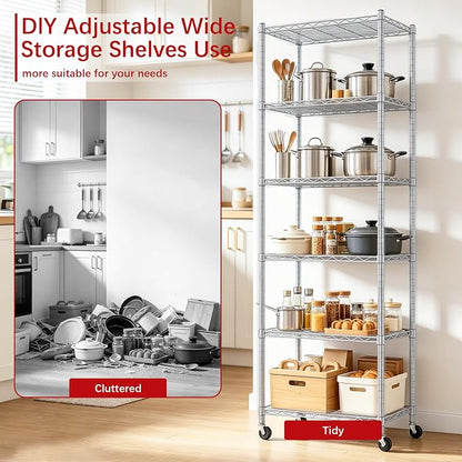 REGILLER 6 Wire Shelving Steel Storage Rack Adjustable Unit Shelves - Image 5