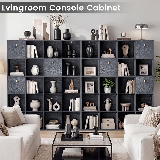 Large Cube Storage Organizer Unit, 20 Open Shelves Bookcase - Image 6