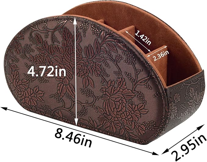 Leather Remote Control Holder TV Remote Caddy Store Box, Bedside Table Organizer - Image 4