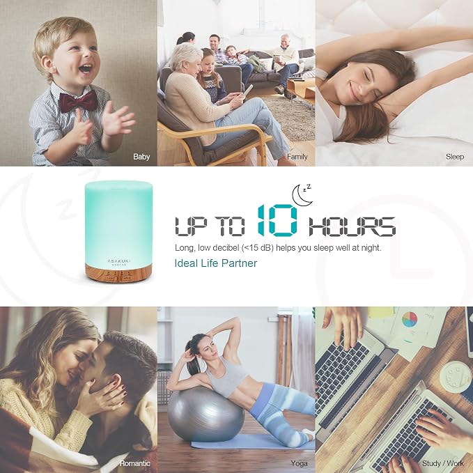 ASAKUKI 300ML Essential Oil Diffuser, Quiet 5-in-1 Premium Humidifier, Home - Image 5