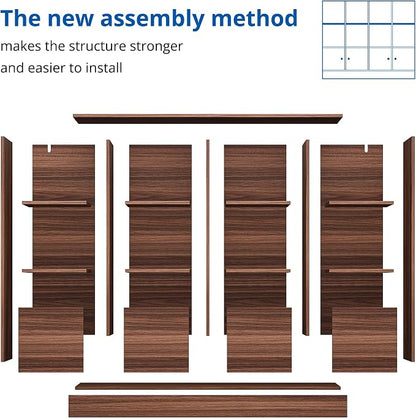 Cozy Castle Brown Wood Bookcase, 12 Cube Storage Organizer Bookshelf - Image 4