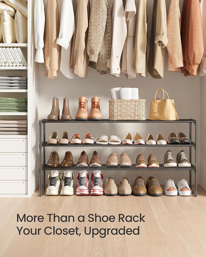 SONGMICS Shoe Rack, 3-Tier Shoe Organizer, Metal Storage Shelf, Upright or - Image 8