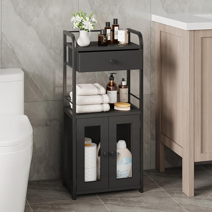 SWTYMIKI 14.57"x32.28" Bathroom Storage Cabinet – Freestanding Toilet Paper - Image 2