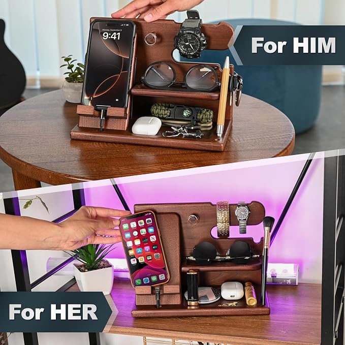 TESLYAR Wood Phone Docking Station - Image 4