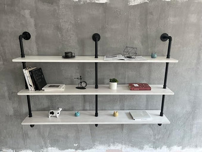 HDDFER Industrial Pipe Shelving Rustic White Pipe Wall Shelves Industrial - Image 6