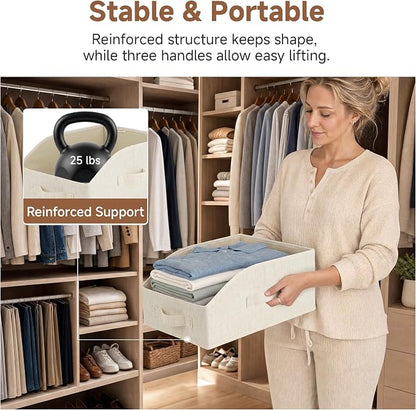 StorageWorks Closet Baskets for Organizing, Trapezoid Storage Bins, Linen - Image 2