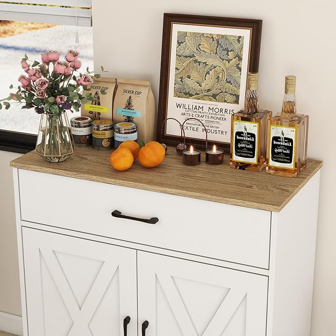 Panana Wooden Cabinet 1 Drawer and 2 Doors Storage Cupboard Coffee Bar - Image 5