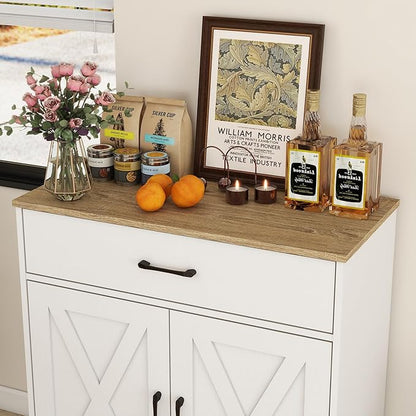 Panana Wooden Cabinet 1 Drawer and 2 Doors Storage Cupboard Coffee Bar - Image 5