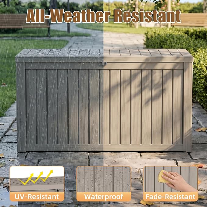 300 Gallon Outdoor Storage Box, Extra Large Resin Deck Box, Waterproof Lockable - Image 3