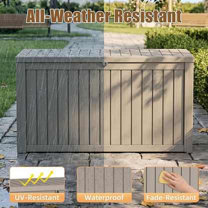 300 Gallon Outdoor Storage Box, Extra Large Resin Deck Box, Waterproof Lockable - Image 3
