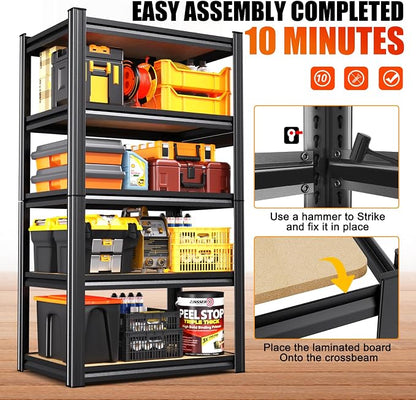 3 Pack Garage Shelving Heavy Duty 5-Tier Storage Shelves, Adjustable Shelving - Image 6