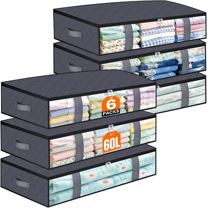 Under Bed Storage Containers, 6 Pack Blanket Storage Bags, Collapsible Storage by Unknown